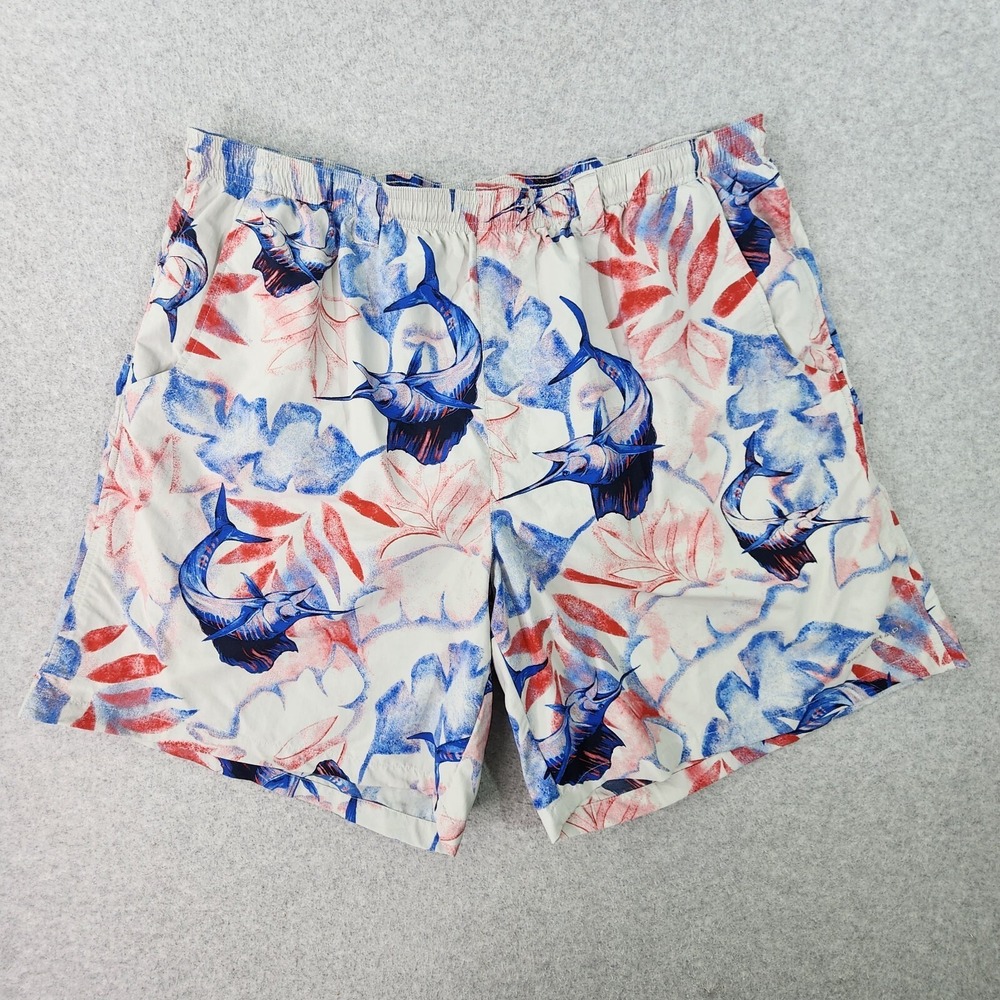 Columbia PFG Swim Trunks Mens XXL Gray Marlin Fish Beach Outdoors Pool Pockets